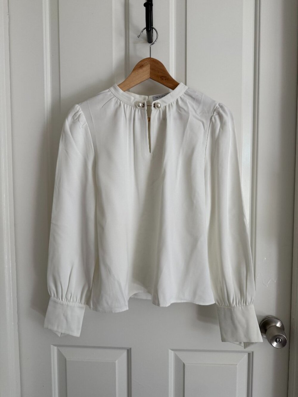 Petite Studio NYC Buvette Pearl Blouse - Ivory, Size Small